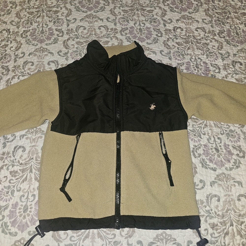 Black and tan Beverly Hills Polo sweater with zipper